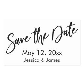 Simple Typography Save the Date Black & White Rectangular Sticker