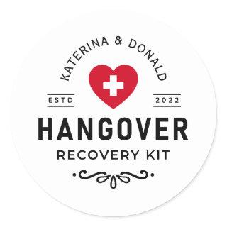 Simple Wedding Hangover Recovery Kit Classic Round Sticker