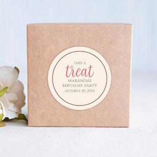 Simple Whimsical Script Fun Cute Party Treat  Classic Round Sticker