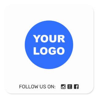 Simple White Add Your Logo Social Media Icon Square Sticker