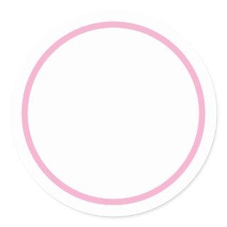 Simple White and Light Pink Border Blank Inside Classic Round Sticker