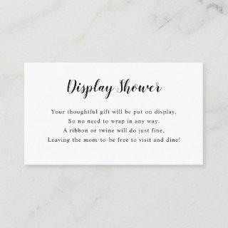 Simple White Display Baby Shower insert card