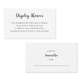 Simple White Display Baby Shower insert card