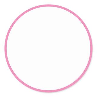 Simple White with Pink Border Classic Round Sticker