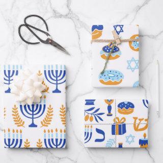 Simple White Yellow and Blue Pattern Hanukkah  Sheets