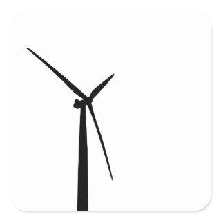 Simple wind turbine green energy silhouette square sticker