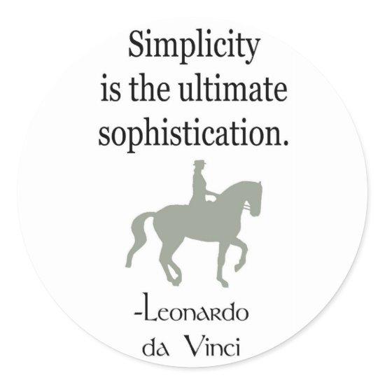 Simplicity Quote With Dressage Horse Classic Round Sticker