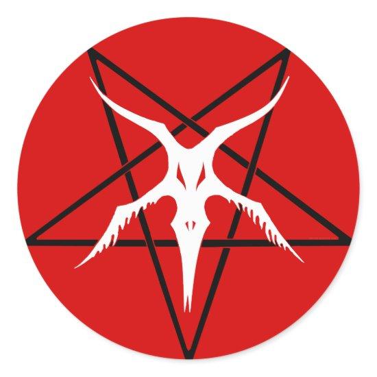Simplified Baphomet Pentagram - Red Classic Round Sticker