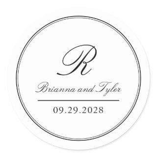 Simply Elegant Classic Wedding Monogram Classic Classic Round Sticker