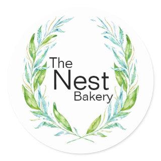 Simply Elegant Logo Laurel Branches for Business Classic Round Sticker