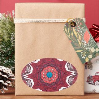 Sindhi Ethnic Tribal Pattern Art Print Oval Sticker