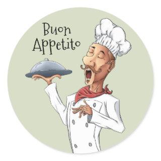Singing Italian Chef Classic Round Sticker