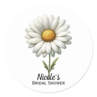 Single White Daisy Flower  Classic Round Sticker