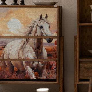 Single White Wild Horse Decoupage Tissue Paper