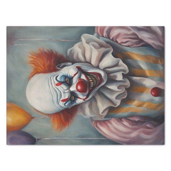 Sinister Grin: Scary Clown Decoupage  Tissue Paper