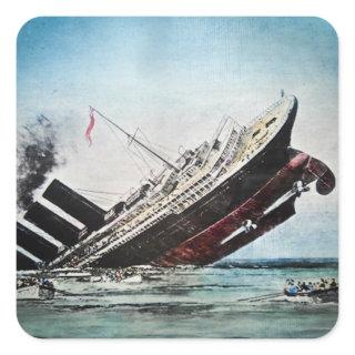 Sinking of the Titanic Magic Lantern Slide Square Sticker