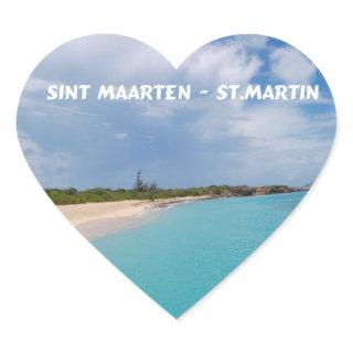 Sint Maarten - St. Martin Beach Scene Heart Sticker