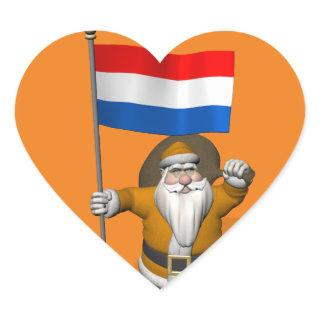 Sinterklaas With Ensign Of The Netherlands Heart Sticker