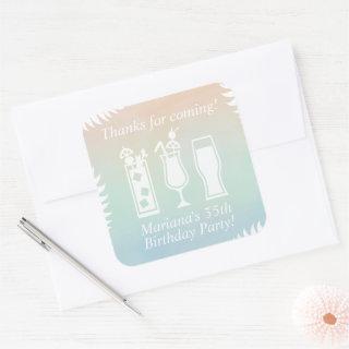 Sip and Dip Pool Party Favor Square Sticker