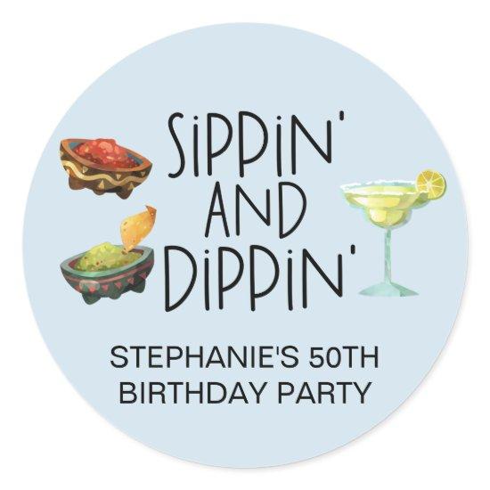 Sippin' and Dippin' Margarita Guacamole Salsa Classic Round Sticker