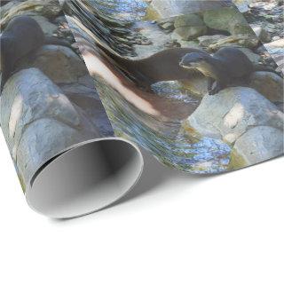 **"Sips by the Stream: Otters Drinking from River