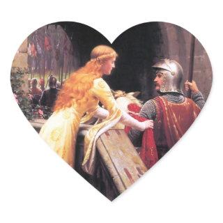 Sir Lancelot and Guinevere on the Stairs Heart Sticker