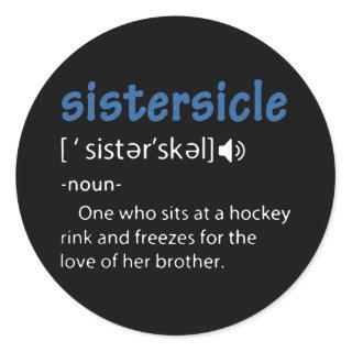 sister sicle hockey t-shirts classic round sticker