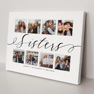 Sisters Script | Gift For Sisters Photo Collage Canvas Print