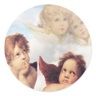 Sistine Madonna 2 Angels by Raphael Classic Round Sticker