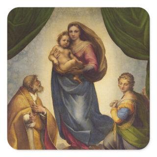 Sistine Madonna by Rapahel Square Sticker