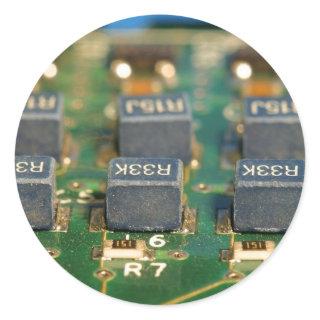 Six Computers Chips Circuits Classic Round Sticker
