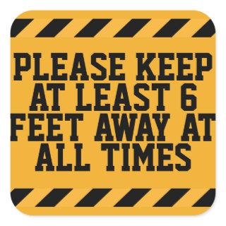 Six Feet Social Distancing Square Sticker