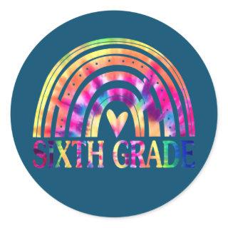 Sixth Grade Rainbow Back To School Teacher  Classic Round Sticker