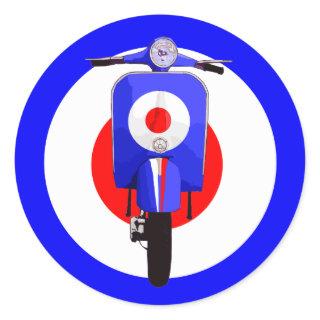 Sixties Look Scooter on Mod Target Classic Round Sticker