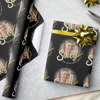 Sixty 60th Birthday photo script gold custom