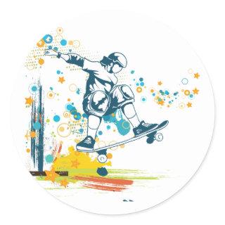 sk8er skateboarder vector classic round sticker