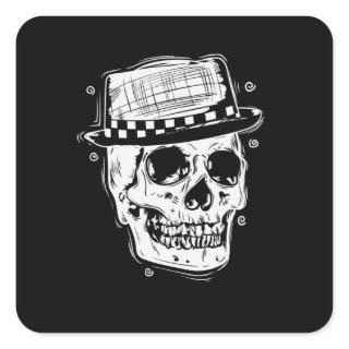 Ska Totenkopf with Hut Jazz music style Square Sticker