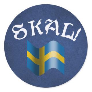 Skal Swedish Flag Toast from Sweden Classic Round Sticker
