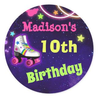 Skate Birthday Party Stickers Round or Square