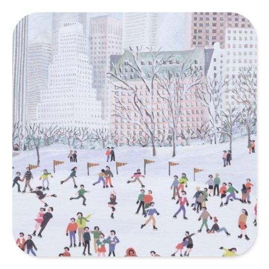 Skating Rink Central Park New York 1994 Square Sticker