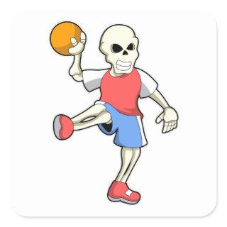 Skeleton at Handball player with Handball Square Sticker
