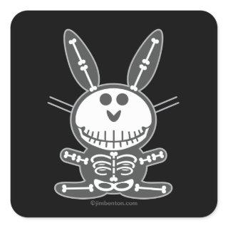 Skeleton Bunny Square Sticker