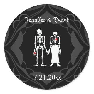 Skeleton Couple Save the Date Sticker Labels