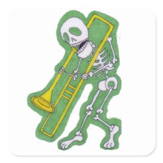 Skeleton Musician Skeleton Trombone Player Square Sticker