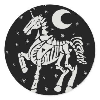 Skeleton Unicorn Classic Round Sticker