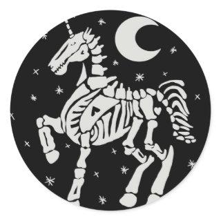 Skeleton Unicorn Classic Round Sticker