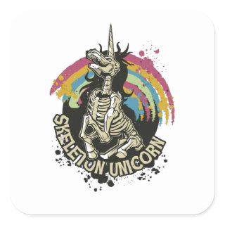 Skeleton Unicorn Goth Horse Gift Square Sticker