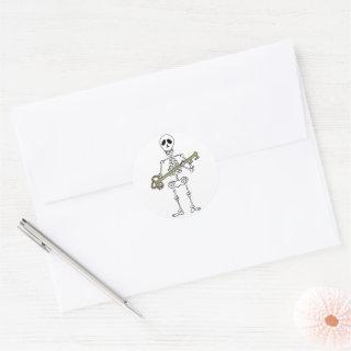 Skeleton with Skeleton Key Classic Round Sticker