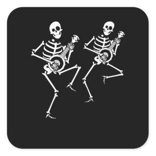 Skeletons playing Bluegrass Banjos Folk Music Square Sticker