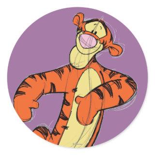 Sketch Tigger Classic Round Sticker